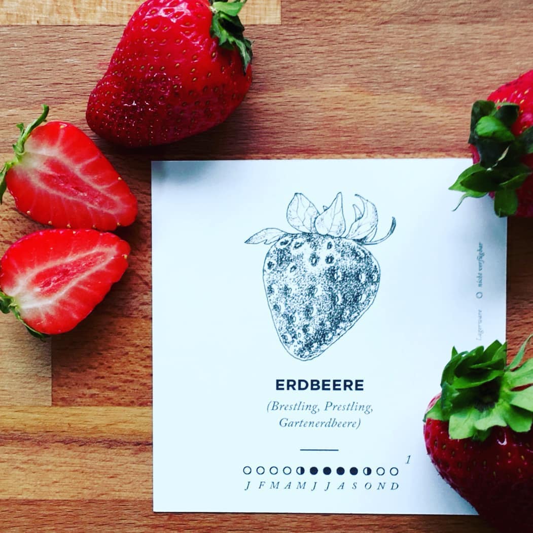 Erdbeeren mit Postkarte