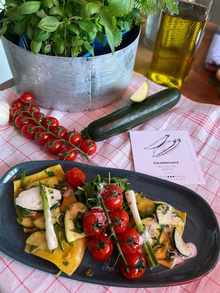 Ravioli mit Zuckerschoten