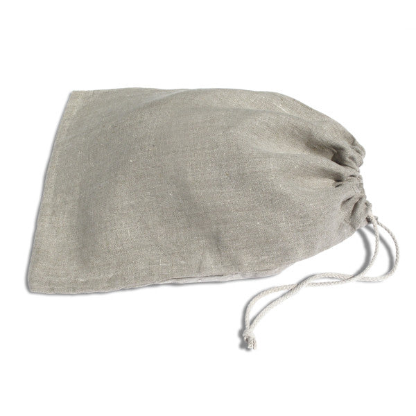 Brotbeutel Zugbeutel aus Leinen grau