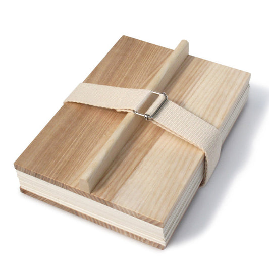 Holz Bluetenpresse A5 mit Gurtband natur