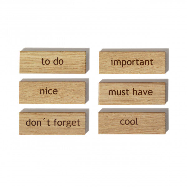 Holzmagnete Words 6er Set